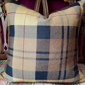 Ralph Lauren Kensall Plaid Chestnut/Onyx Wool Blend Tartan Pillow Cover Browns Black Red Camel All Sizes