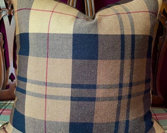 Ralph Lauren Kensall Plaid Chestnut/Onyx Wool Blend Tartan Pillow Cover Browns Black Red Camel