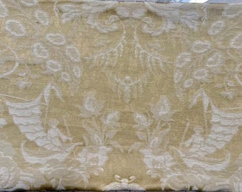 Scalamandre Silk Linen Chinoiserie Pagoda Damask Gold Scalamandre Silk Striped Back 14"x24"