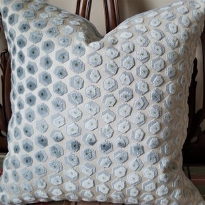 Groundworks Lee Jofa Gem Velvet Aqua Pale Blue Pillow Cover Velvet Mohair Back Modern Contemporary Velvet Pillow Cover 12&quot;x22&quot;