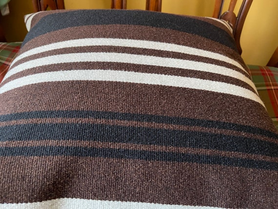 Ralph Lauren SILVER MINE STRIPE Ebony Belgian Wool Cotton Blanket Stripe Custom Pillow Cover Brown Black Ivory All Sizes Etsy Canada