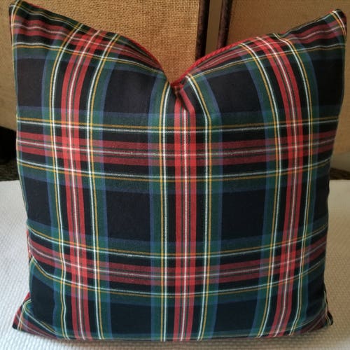 Ralph Lauren Field Jacket Plaid Black Tartan Pillow Cover Etsy