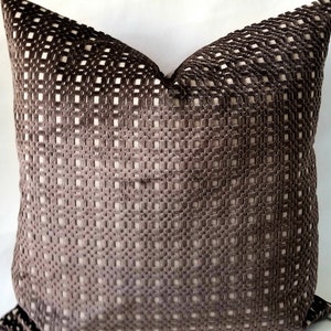 Lee Jofa Aerin Lauder SHORIDGE Chocolate Cut Velvet Custom Pillow Cover Designer Pillow All Sizes