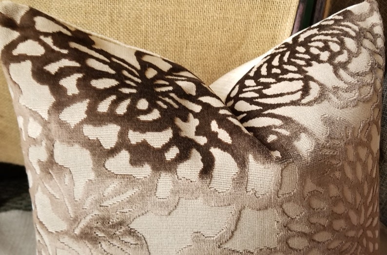 Lee Jofa Foglia Velvet Mocha Belgian Cut Velvet Pillow Cover Etsy