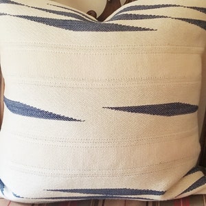 Ralph Lauren KEWEENAW STRIPE Azure Blanket Stripe Custom Pillow Cover Ivory Side All Sizes
