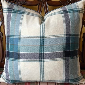 Ralph Lauren Yealand Plaid Fir Greens Blues Teal Brown Tartan Plaid Pillow Cover Both Sides!  Menswear Pillow Cover All Sizes