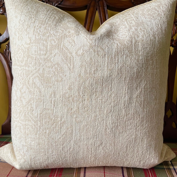 Ralph Lauren Wyler Rug Pearl Belgian Woven Cotton Linen Pillow Cover All Sizes Creams Ivory Rug