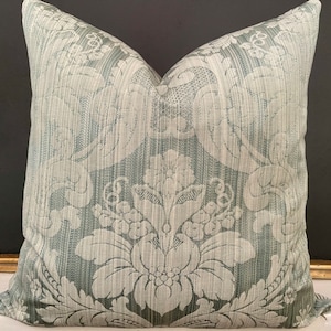 Scalamandre Damask Sky Custom Pillow Cover Scalamandre Stoddard Silk Back 18&quot;
