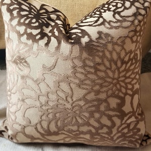 Lee Jofa Foglia Velvet Java Belgian Cut Velvet Pillow Cover All Sizes Velvet Pillow Chocolate Brown Velvet 12"x18"