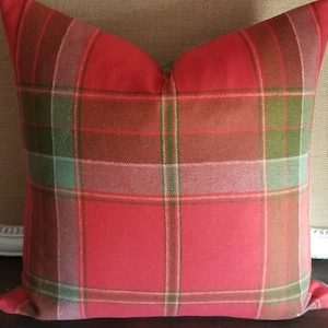 Ralph Lauren Yealand Plaid Currant Tartan Pillow Cover Velvet or wool Back! Red Tartan Menswear Pillow Cover All Sizes