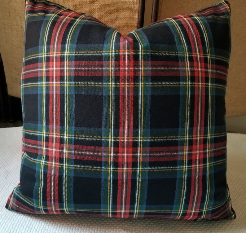 Ralph Lauren Field Jacket Plaid Black Tartan Pillow Cover Etsy