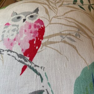 Kravet Design OWL Owlish Multi Linen Custom Designer Pillow Cover Owl Pillow All Sizes Velvet or Linen Back image 8