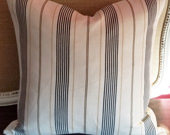 Ralph Lauren TROUVILLE TICKING Stripe Ticking Pillow Khaki Pillow Cover! Rustic Pillow Cottage Pillow