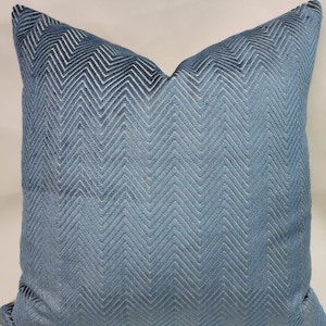 Lee Jofa G. P. & J. Baker HARBOURNE Belgian Cut Velvet Dresden Blue Custom Pillow Cover All Sizes