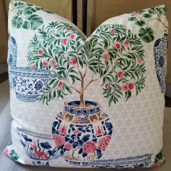 Gaston Y Daniela La China Imperial Porcelanas de Nankin Chinoiserie Pillow Cover Blue and White China Pillow Cover