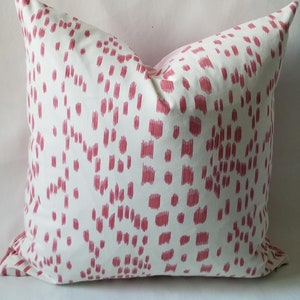 Brunschwig & Fils LES TOUCHES Pink Custom Pillow Cover Velvet Back Animal Print Pillow Spotted Pillow  12"x18" 14"x24" railroaded