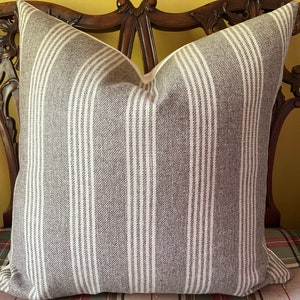 Ralph Lauren Fawkes Woolen Stripe Walnut Italian Wool Custom Pillow Cover Blanket Stripe