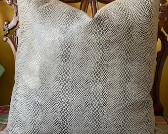 Ralph Lauren THEODORA SNAKESKIN Marcasite Italian Linen Snakeskin Pillow Cover All Sizes All Sizes