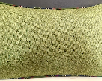 Funda de almohada Ralph Lauren Ivyside Herringbone Moss 100 % lana con ribete
