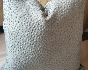 Lee Jofa Baker G P J Baker Teal/Aqua COSMA Cut Velvet Custom Pillow Cover Animal Spotted Velvet Pillow Cover Designer Pillow All Sizes