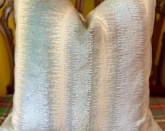 Brunschwig & Fils Bromo Velvet Seafoam Cut Velvet Pillow Cover All Sizes USD 484/yd Turquoise Spa