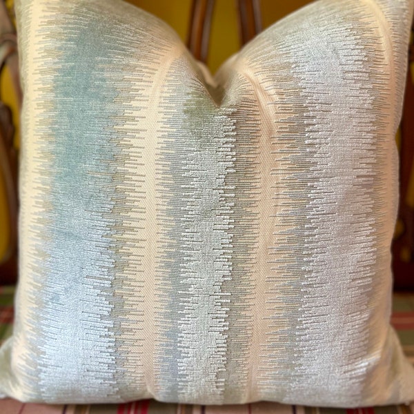 Brunschwig & Fils Bromo Velvet Seafoam Cut Velvet Pillow Cover All Sizes USD 484/yd Turquoise Spa