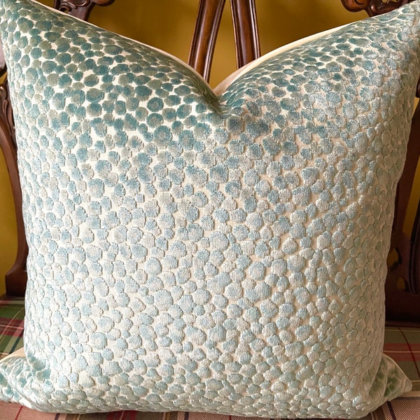 Kravet CIRCULATE Teal Animal Skin Cut Velvet Custom Pillow Cover Aqua Velvet Pillow Cover All Sizes