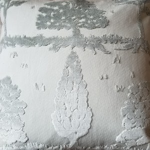 Brunschwig & Fils Tree Landscape Cut Velvet Pale Aqua Seafoam Custom Pillow Cover Gaufrage Velvet Amazing 12&quot;x18&quot;