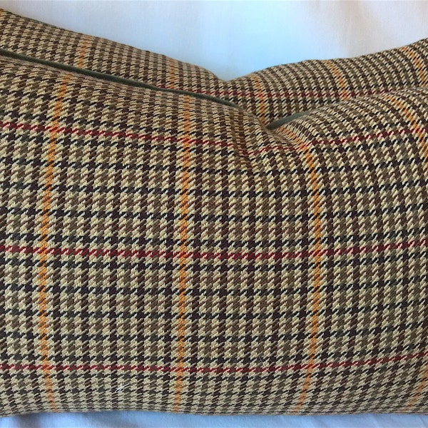 Ralph Lauren Devon Plaid Original Brazilian Wool Custom Pillow Cover 18" 12"x18" Haberdashery Superb!