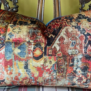 Ralph Lauren Cornelius Velvet Madder Red 100% Cotton Italian Velvet of Pillow Cover Patchwork Oriental Rug All Sizes!