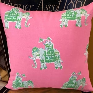 Lilly Pulitzer Lee Jofa Bazaar Tiki Pink Custom Pillow Cover Pink Elephant Pillow 13"x13" 12"x18" with insert!