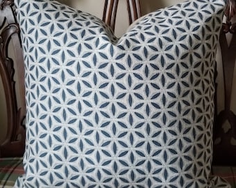 Walter G HANAMI Pacific Blue 100 percent Linen Custom Made Pillow Cover Teal and Natural Linen Pillow Cover 22"x22"