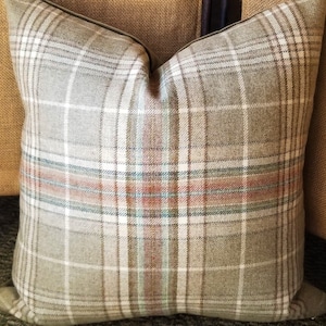Ralph Lauren Hardwick Plaid 100% UK Wool Heather English Tartan Pillow Cover