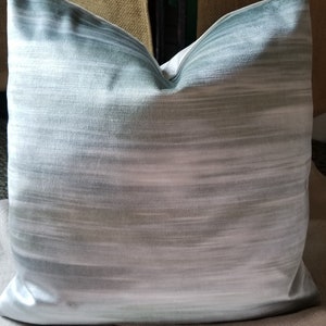 Kravet Couture Lee Jofa SEA OF LUX 315-01 Spa Ombre Aqua Striped Italian Velvet Pillow Cover 20&quot; 14&quot;x24&quot;