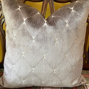 Kravet Design 35735.11 Grey Diamond Cut Velvet Custom Pillow Cover Elephant Grey Velvet Pillow Cover All Sizes Both Sides!