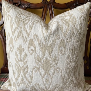 Ralph Lauren EZRA DAMASK Alasbaster Thick Italian Woven Linen Pillow Cover All Sizes 350 USD/yd!