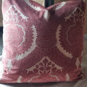 Brunschwig & Fils Borgogni Damask On Velvet Cut Velvet Custom Pillow Cover All Sizes