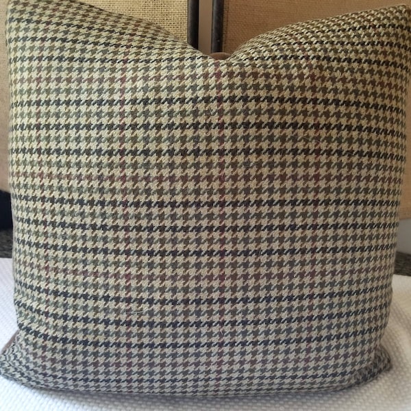 Ralph Lauren Acton Houndstooth Glengariff Plaid Loden Custom Pillow Cover 20", 22"