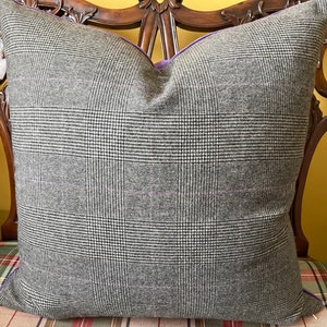 Ralph Lauren Lancashire Glen Plaid Graphite UK Lambswool Cashmere Plaid Pillow Cover Menswear Haberdashery Mens Pillow