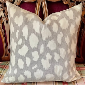 Kravet Design LEOKAT Silver Animal Inspired Print 100% Linen Custom Pillow Cover All Sizes
