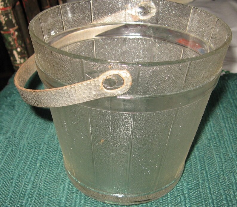 Two 2 Vintage Anchor Hocking Glass Ice Buckets With Tongs Etsy
