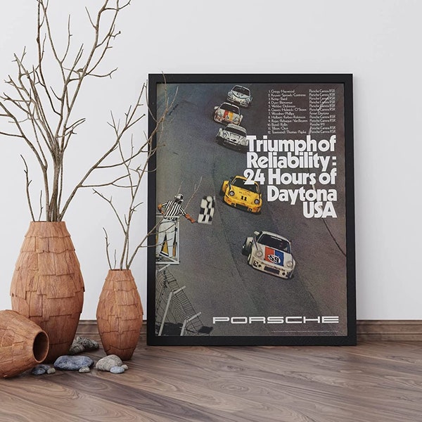 Vintage Poster Porsche Race 1970 - 24 Hours of Daytona USA - 24in x 18in Historic Framed Wall Art