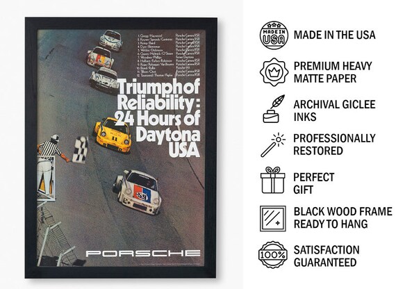 Vintage Poster Porsche Race 1970 24 Hours of Daytona USA 24in x 
