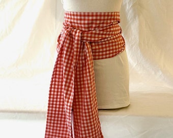 Red Gingham Sash, Costume Sash, Cosplay, Pirate Sash, Dress Sash, Ren Faire, Beltane