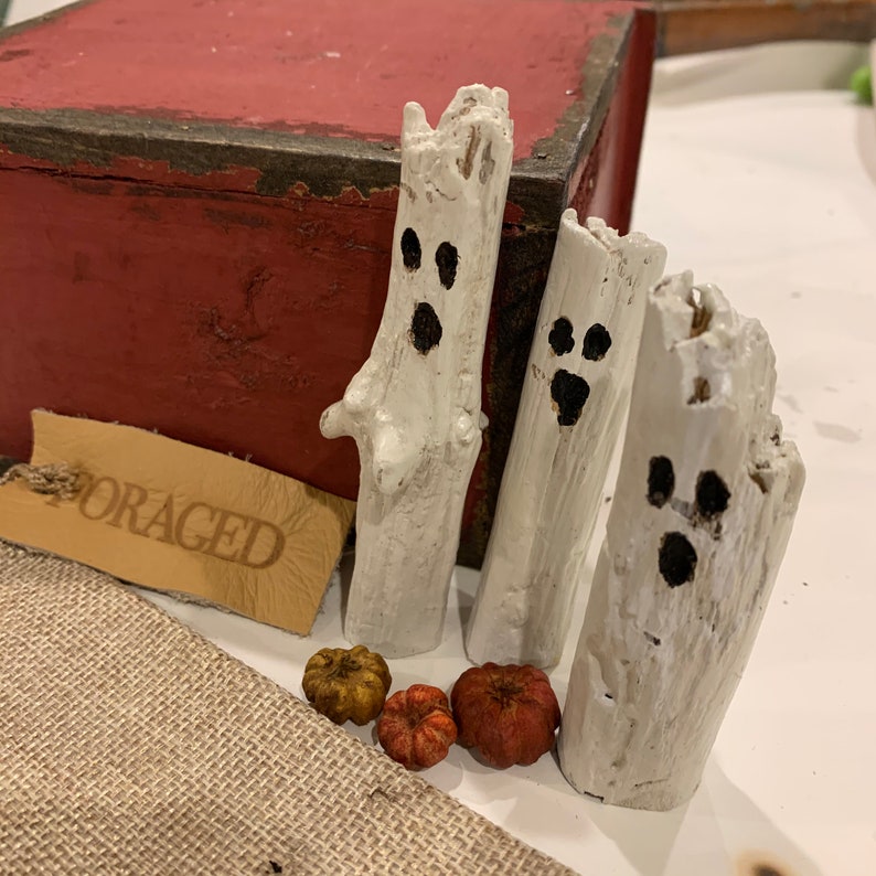 Mini Driftwood Ghosts set of 3 / Halloween Decor / Rustic Etsy