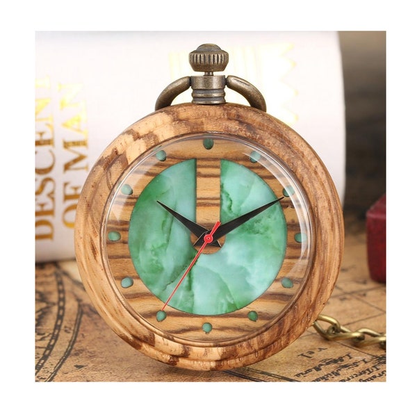 Pocket Wooden Watch | Men's Engraved Wood Watch | 5th Anniversary Gift | Modern Gentleman Gift | Birthday Gift | Husband Gift