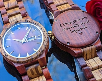 Reloj de madera personalizado / Reloj para hombre / Regalo para esposo / Reloj personalizado para novio / Regalo de San Valentín para él / Regalo de aniversario