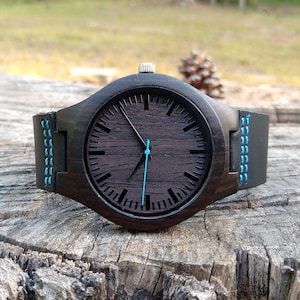 Personalized Wooden Watch For Men | Leather Band Wood Watch | Engraved Watch | Anniversary Gift