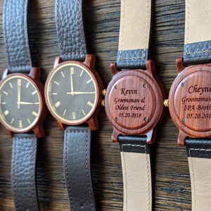 Engraved Groomsmen Giift Set of Wooden Watches, Personalized Wood Wristwatch,  Elegant Thank You Wooden Watch, Best Man Timepiece