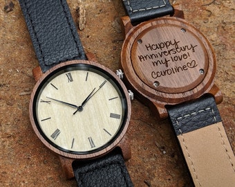 Men's Wood Watch | Engraved Wooden Watches | Father's Day Gift | Personalized Gift for Boyfriend | 5th Anniversary Gift for Husband